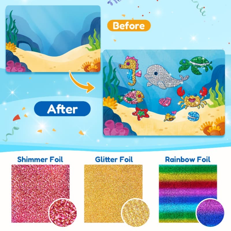 Joycat Animals Sparkle Foil Art Kit Diy Craft Toy for Kids thumbnail 3