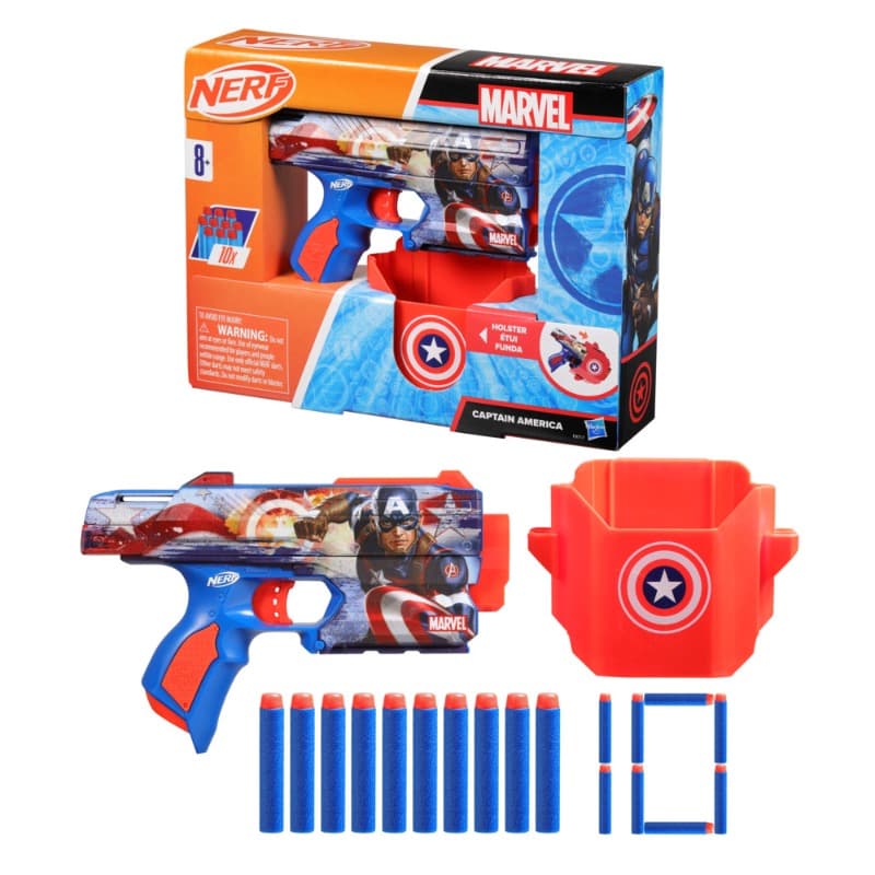 Nerf Captain America Dart Blaster with 10 Foam Darts