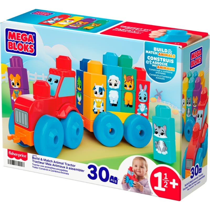 MEGA BLOKS Build & Match Animal Tractor - 30-Piece Toddler Set