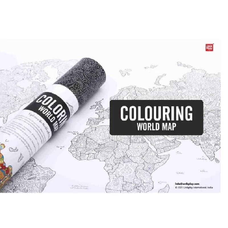Unikplay World Map Geography Colouring Poster