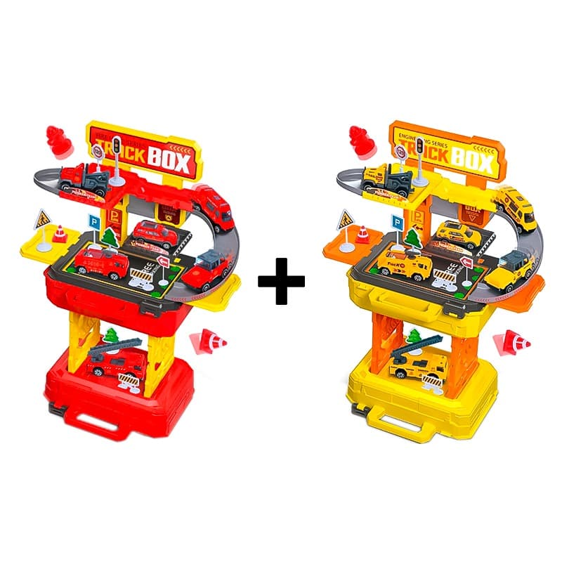 Buy 1 Get 1 Engineering Parking Lot Playset + Fire Parking Lot Playset