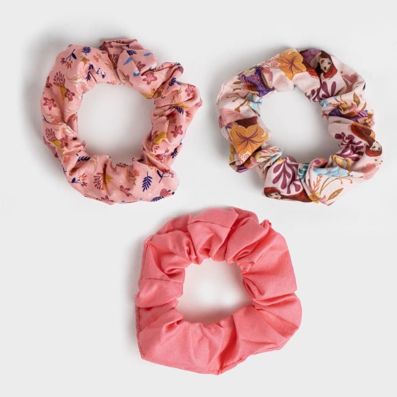 Disney Princess Fabric Hair Scrunchie Accessories For Kids - 3 Pcs