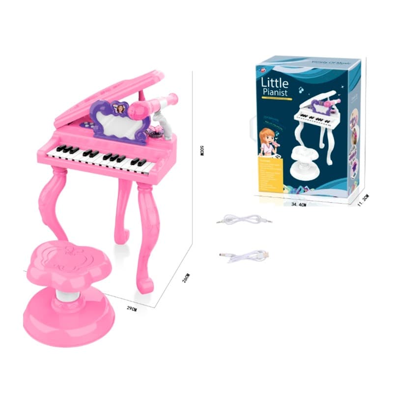 2-in-1 Piano Play Set Dressing Table and Chair with 13 Sound and Light Keys Assorted thumbnail 2