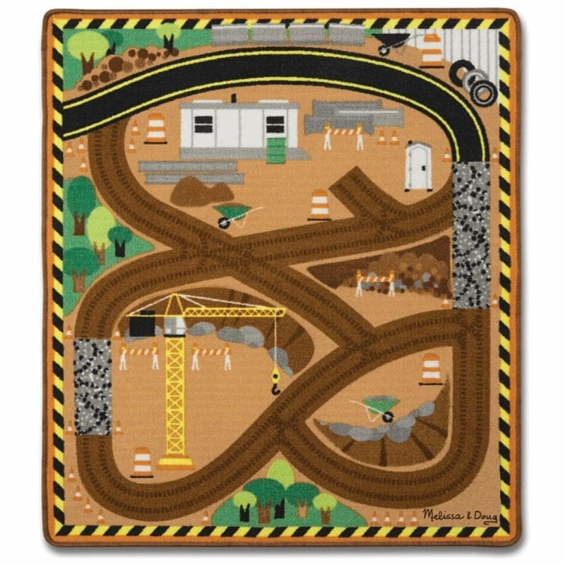 Round The Construction Zone Work Site Rug And Vehicle Set
