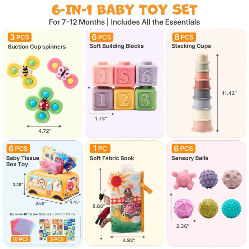 Baby Sensory Toy Gift Set Rattles Teethers Cloth Book thumbnail 4