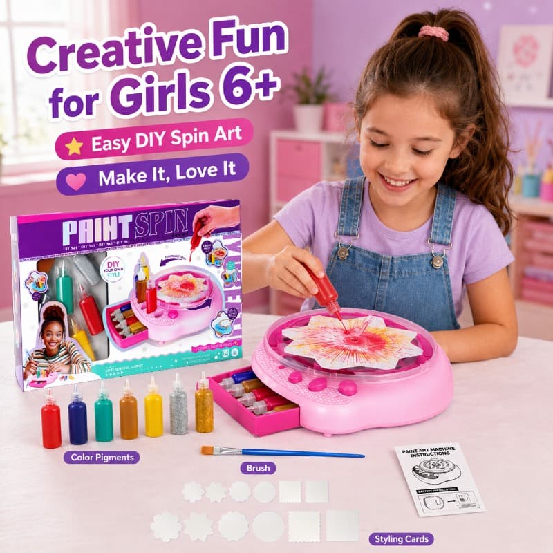 Vanilla Spin Art Machine Paint Spinner Craft Kit Toy for Kids thumbnail 2