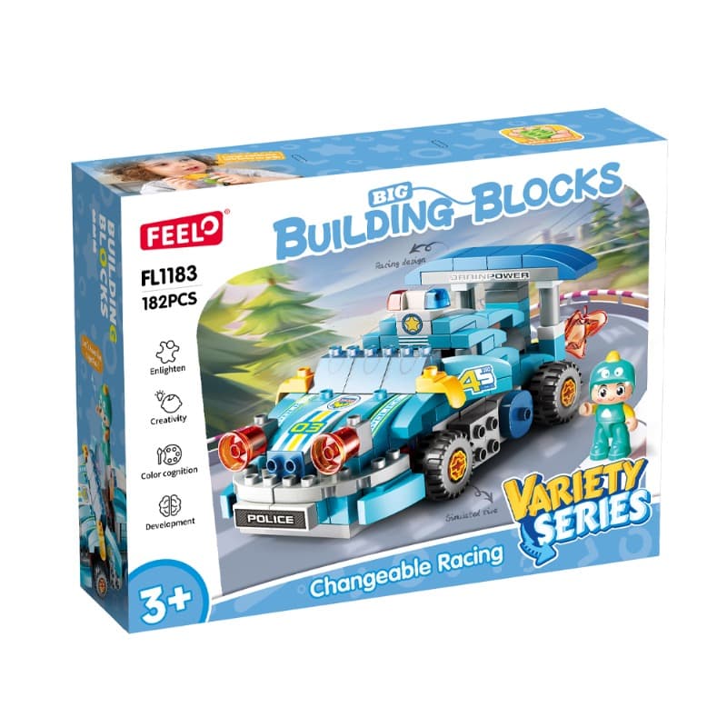 Feelo Racing Police Car Building Blocks Set for Kids | 182-Piece