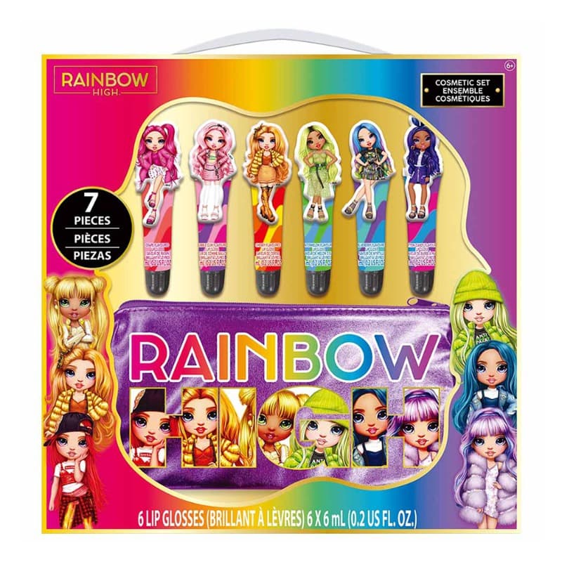 Rainbow High Pack of 6 Lip Gloss Set With Bag