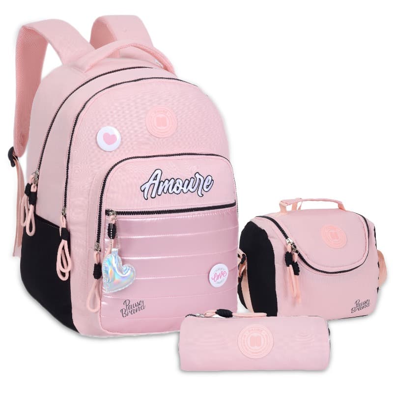 Back Bag 18 Inch Healthy Pause Amore with Pencile Case & Lunch Bag