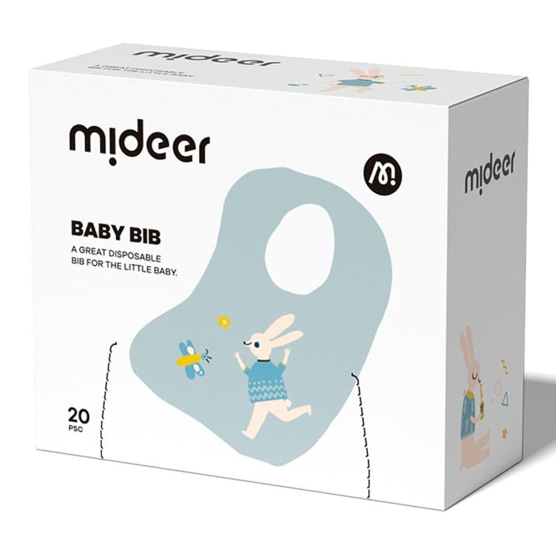 Mideer Disposable Baby Bib 20pcs- Blue Bunny