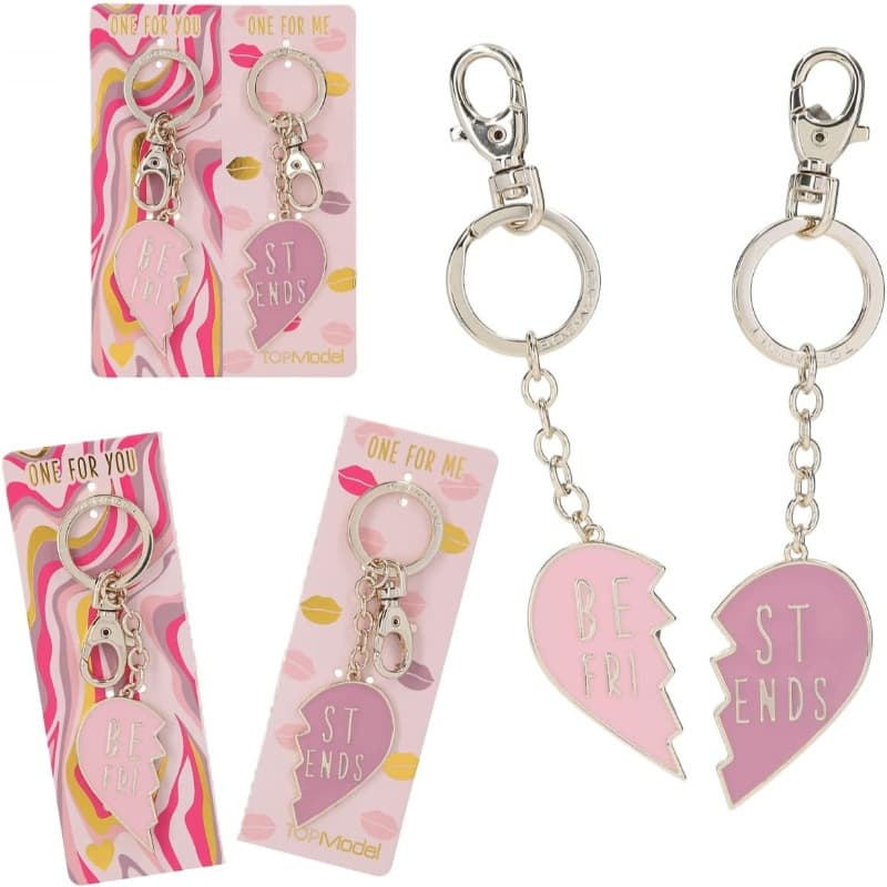 Top Model Heart Shaped Keychain Two Pieces - Multiple Colors