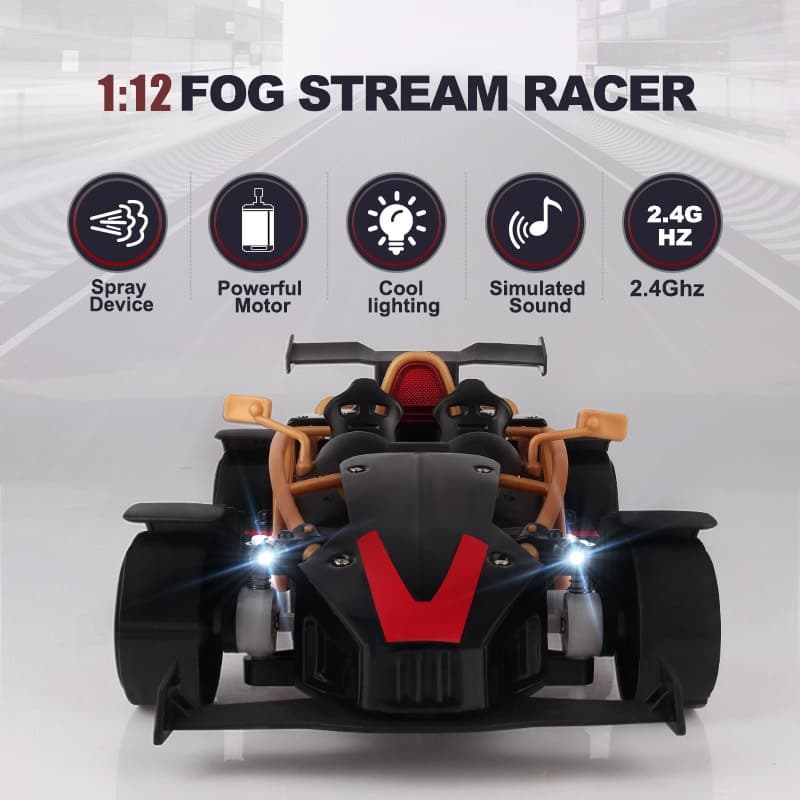 MZ RC 1:12 Die Cast Mist Spray Racing Car Black thumbnail 4