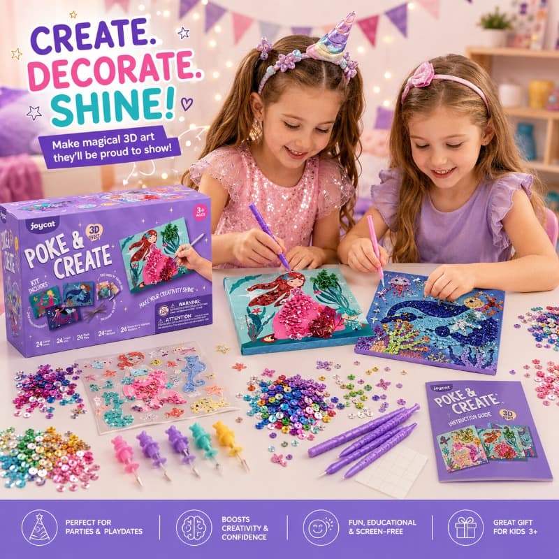 Joycat Mermaid Poke & Create Craft Kit Diy Fabric Art Toy for Girls thumbnail 2