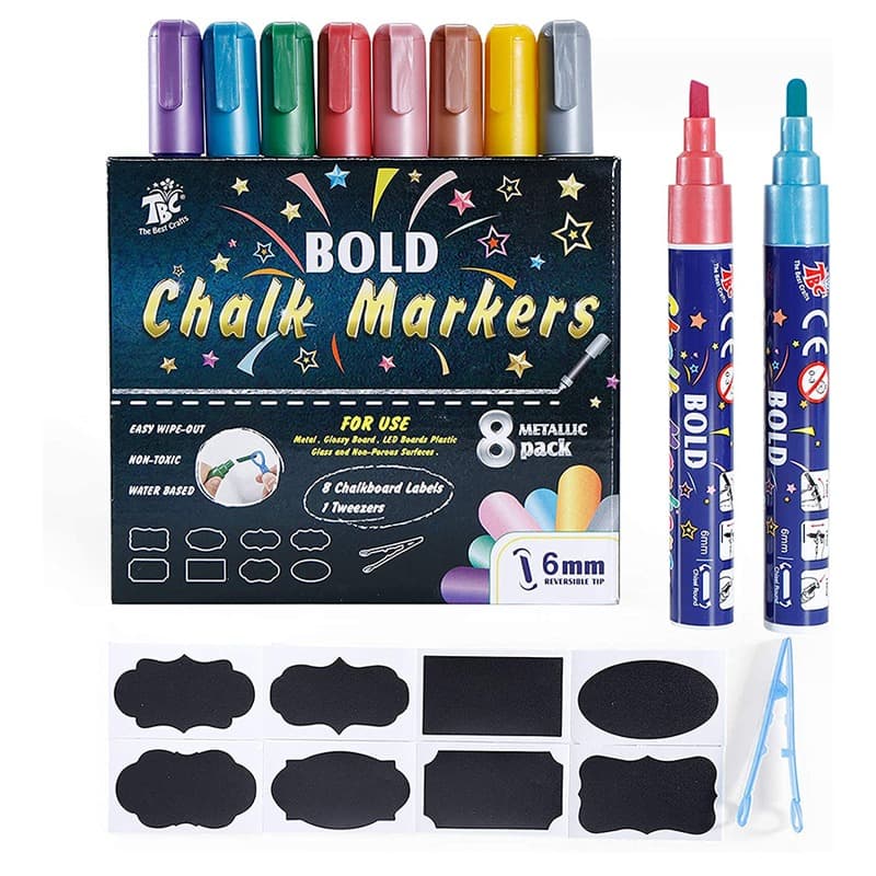TBC Bold Chalk Markers Metallic 8 Pack