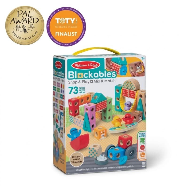 Melissa and Doug Blockables Town Connectable Wooden Building Blocks
