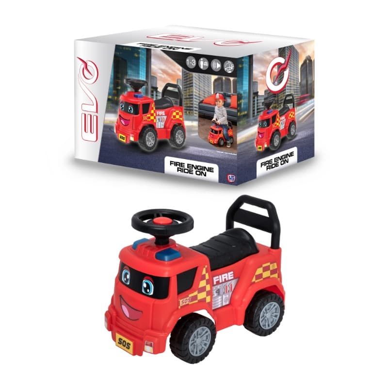 Evo My First Foot Happy Fire Truck Ride-On Car thumbnail 2
