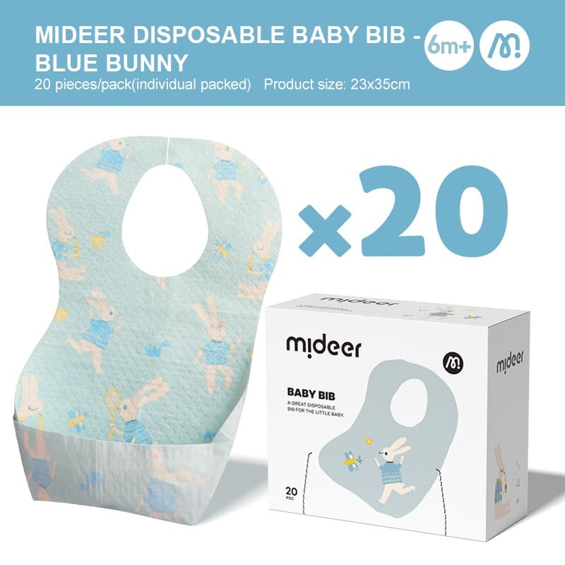 Mideer Disposable Baby Bib 20pcs- Blue Bunny thumbnail 4