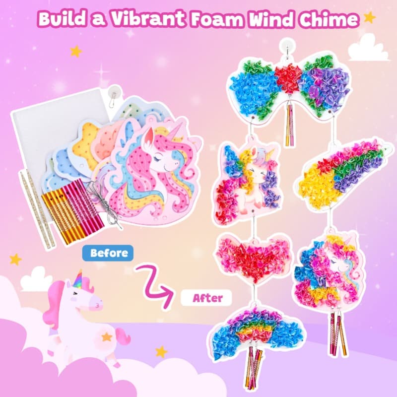 Joycat Unicorn Wind Chime Craft Kit Diy Foam Craft Toy for Kids thumbnail 3
