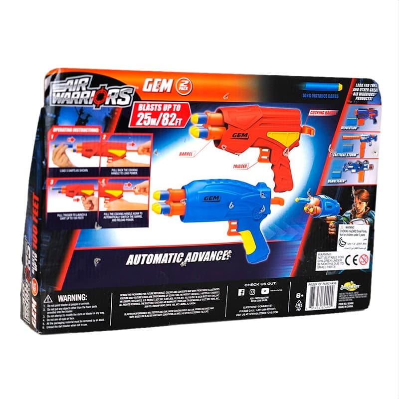 Air Warriors Revolution Toy Pistol Blue and Green 2 pcs thumbnail 2