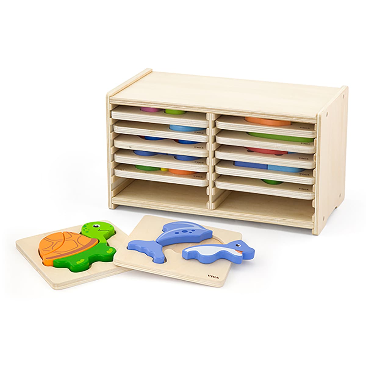 VIGA Wooden Block Puzzle - 12 Pcs