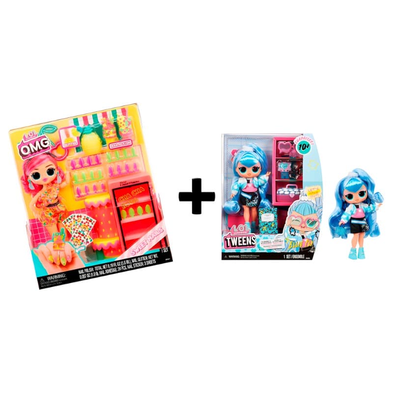 Bundle L.O.L. Surprise Sweet Nails Fruit Shop + Twins Fashion Elle Fly Doll