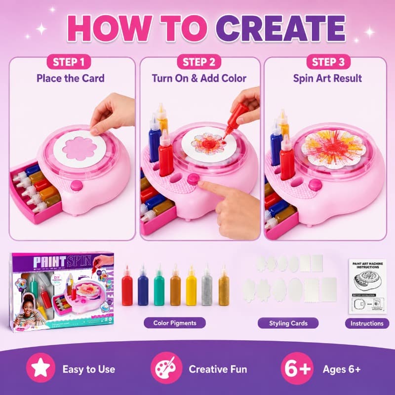 Vanilla Spin Art Machine Paint Spinner Craft Kit Toy for Kids thumbnail 3