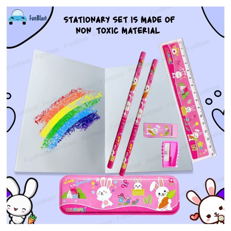 FunBlast Cartoon Themed Stationery Kit Art & Craft Pink thumbnail 2