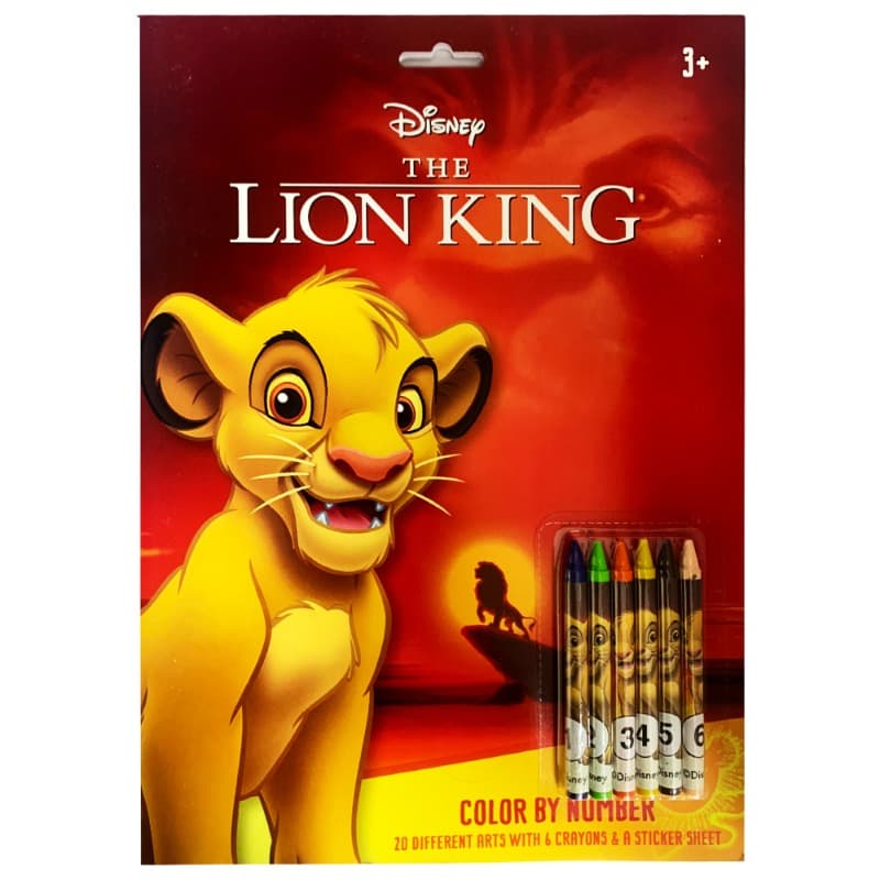 Disney Lion King Color Number With Crayons And Stickers
