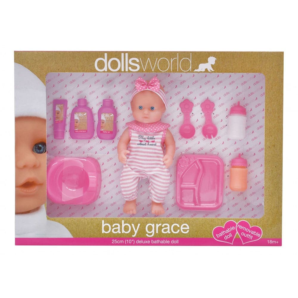 Dolls World Baby Grace Deluxe Bathable 25 cm Doll