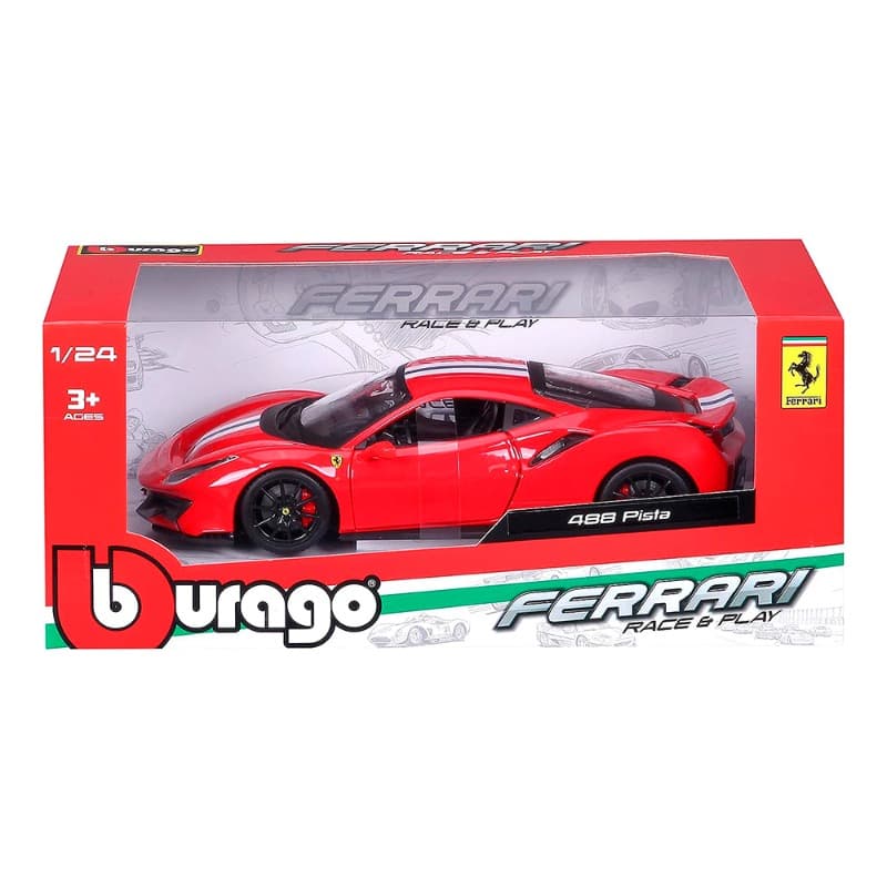 Burago Ferrari R and B Pista 488 Diecast - Red thumbnail 4